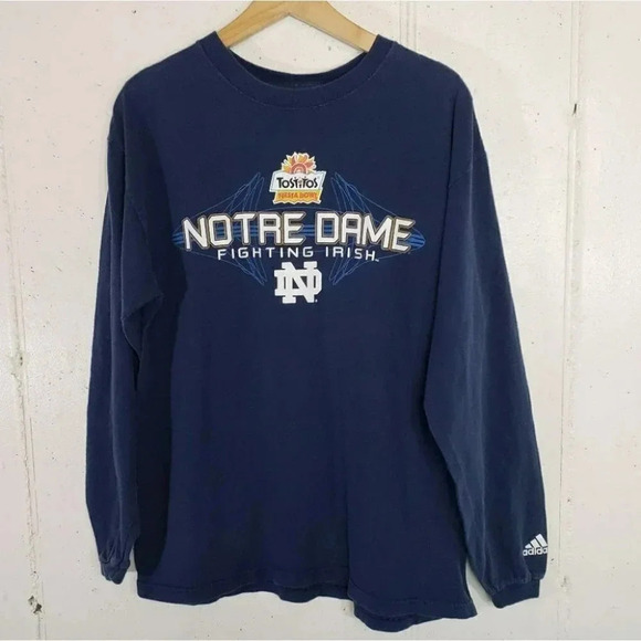 Adidas M Notre‎ Dame Fighting Irish blue long sleeve T-shirt - Picture 1 of 4